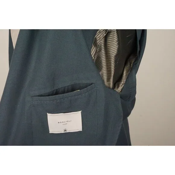 Boglioli K Jacket Teal Lightweight Wool Unstructured Sport Coat Jacket Sz 46 NEW - Picture 8 of 10